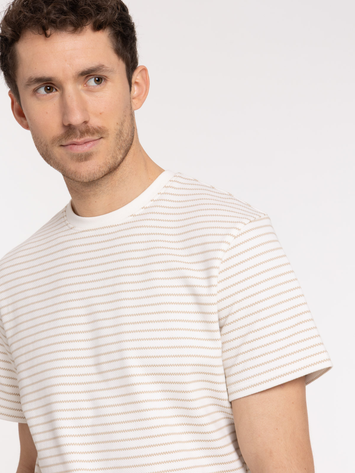 T-shirt rayé ivoire homme