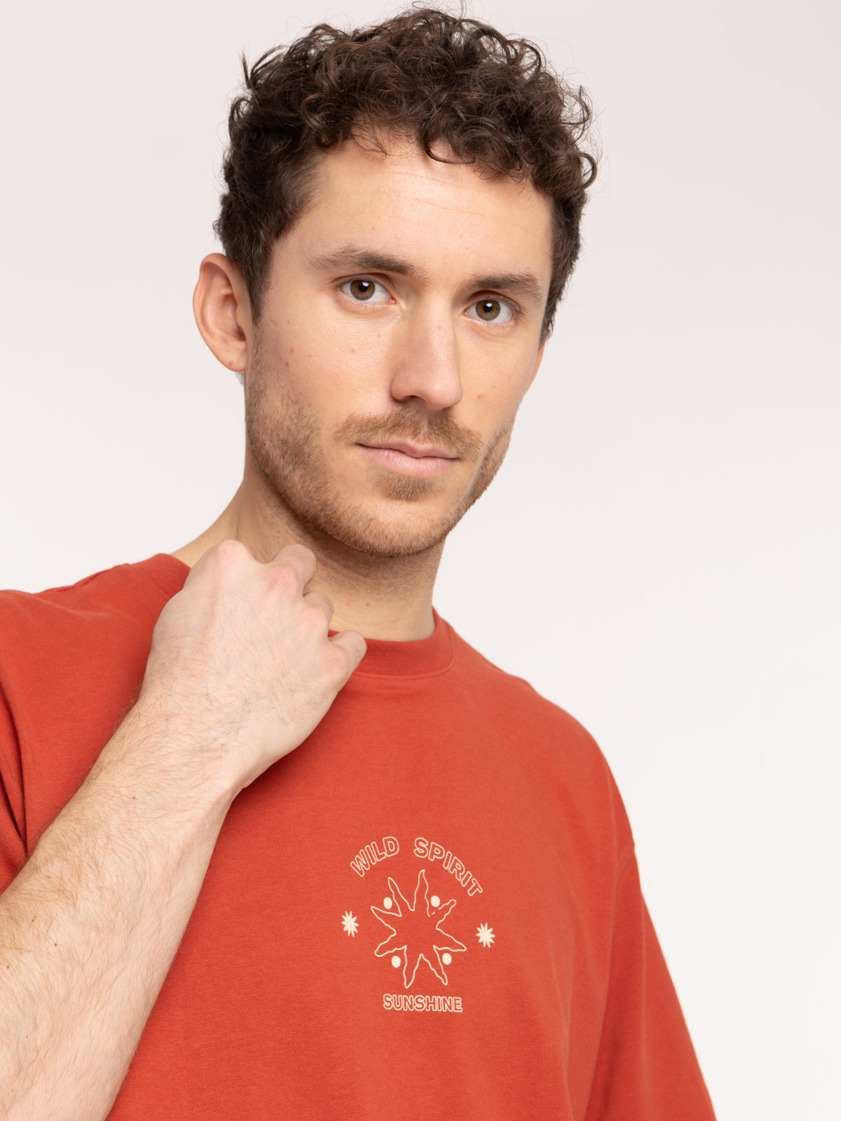 T-shirt loose tomette imprimé homme