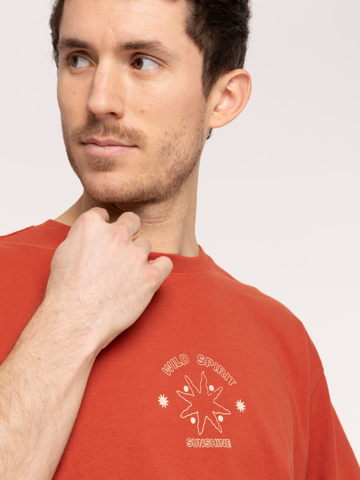 T-shirt loose tomette imprimé homme