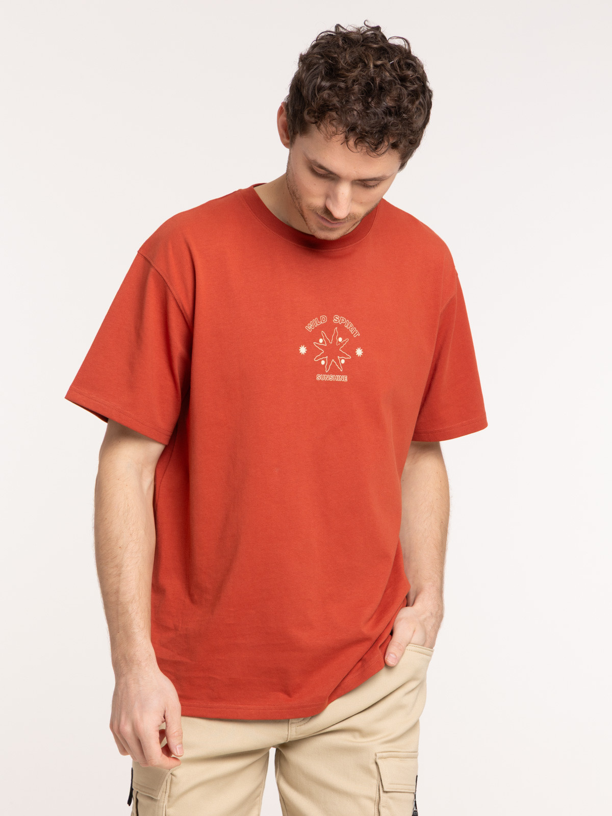 T-shirt loose tomette imprimé homme