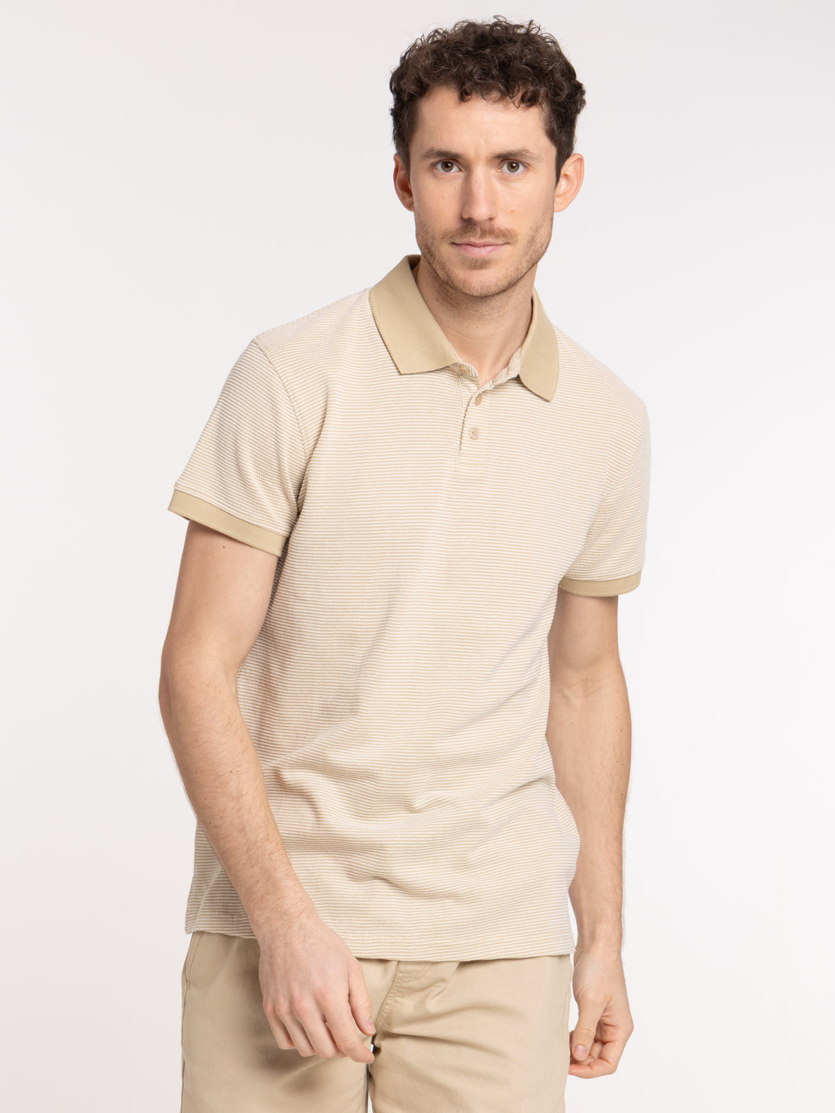 Polo rayures fines coloris desert homme