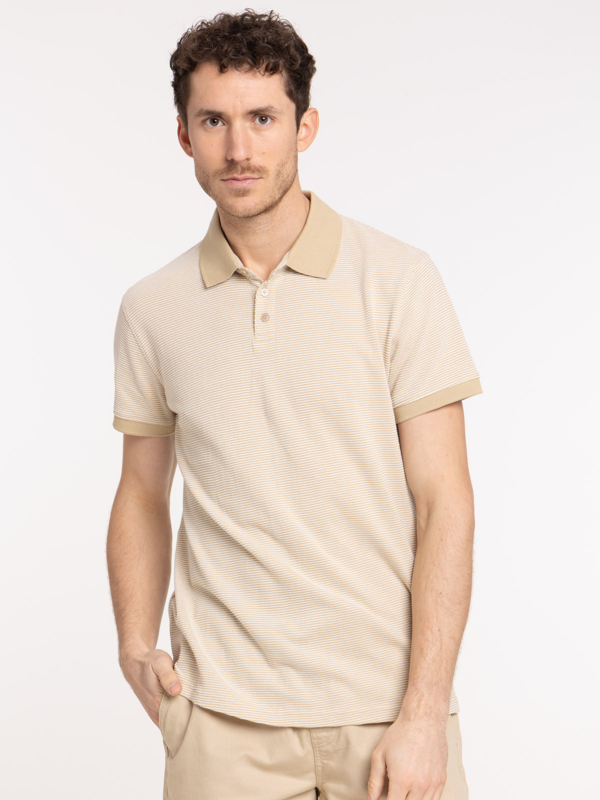 Polo rayures fines coloris desert homme