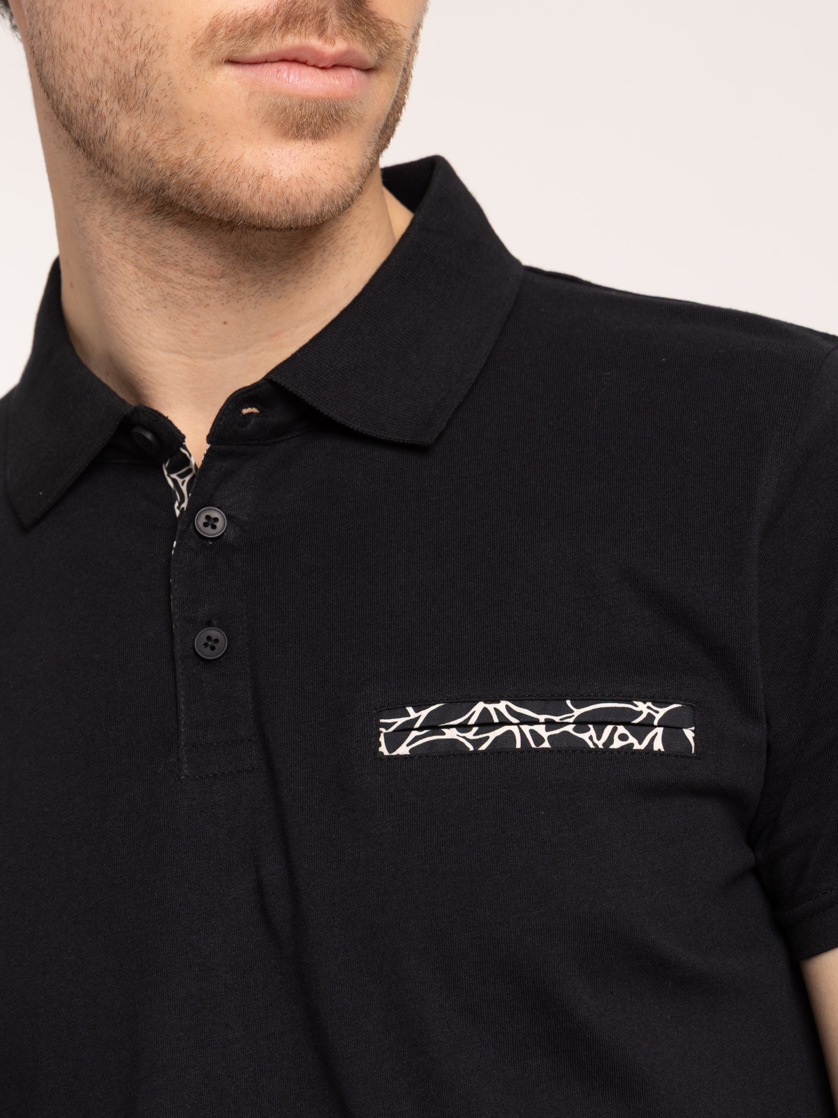 Polo coloris noir coton homme