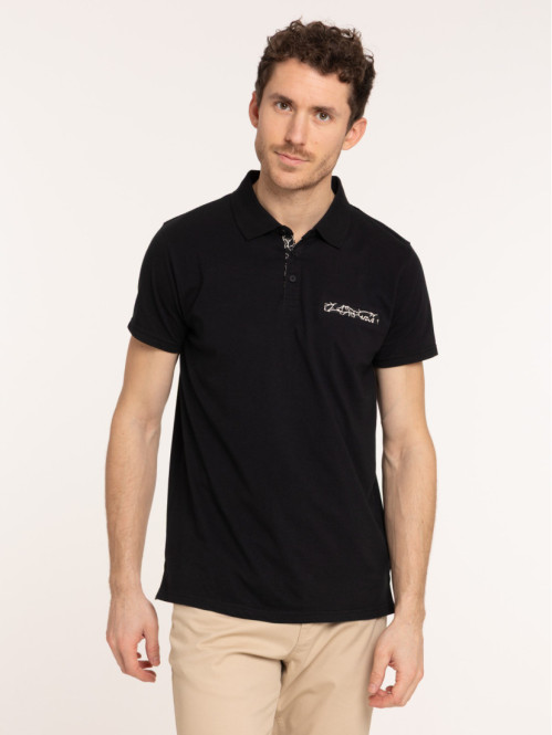 Polo coloris noir coton homme