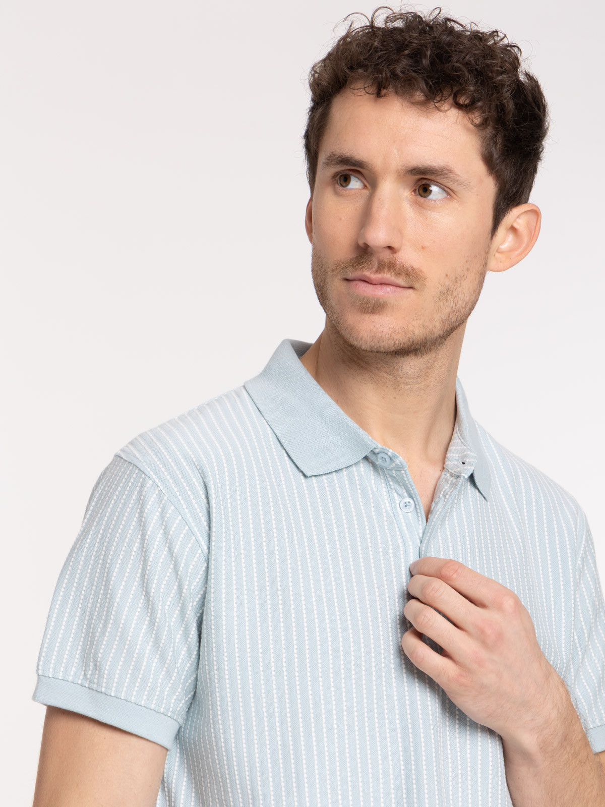 Polo coloris givré à rayures homme