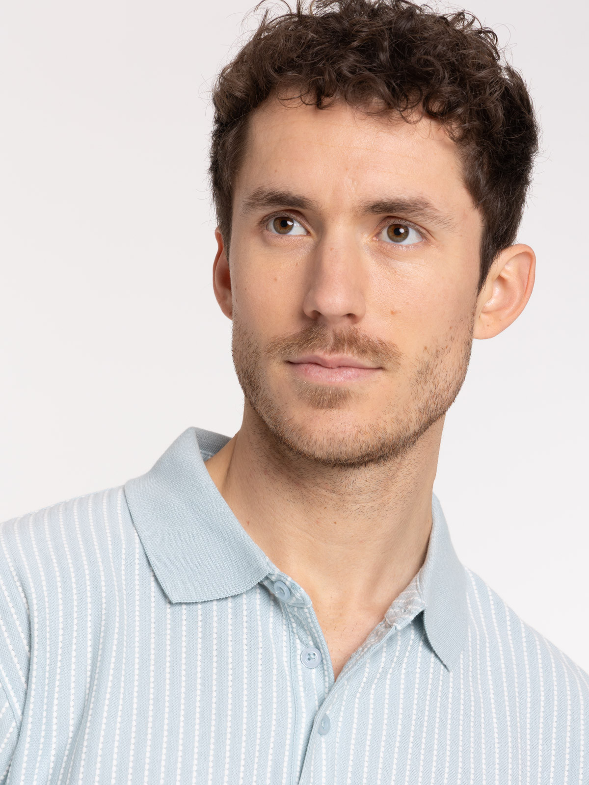 Polo coloris givré à rayures homme