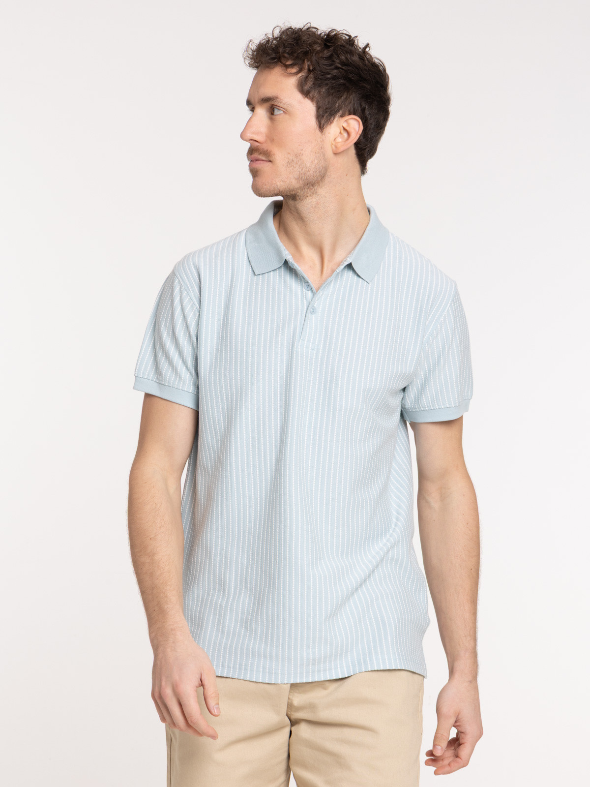 Polo coloris givré à rayures homme