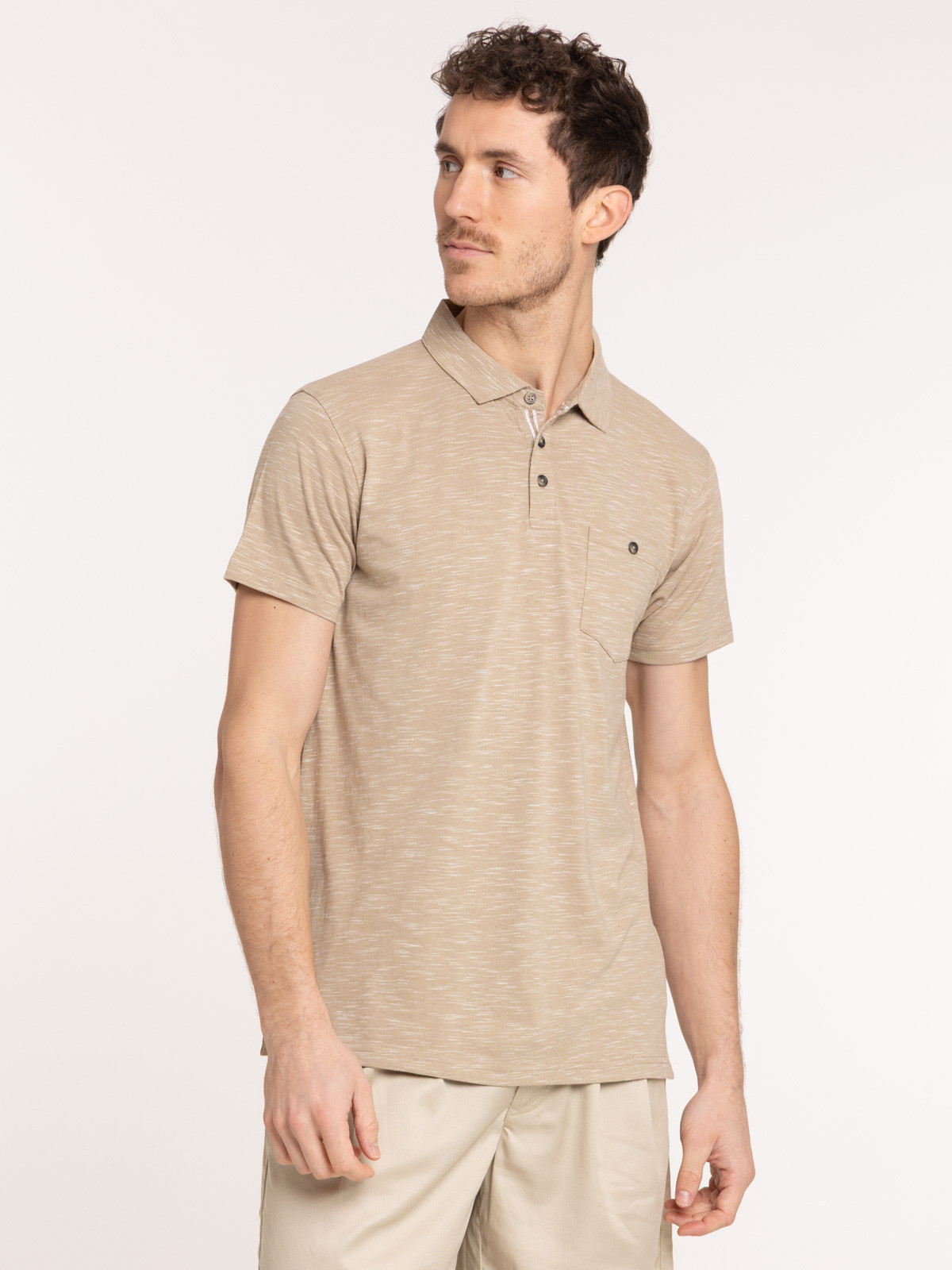 Polo taupe grisé homme