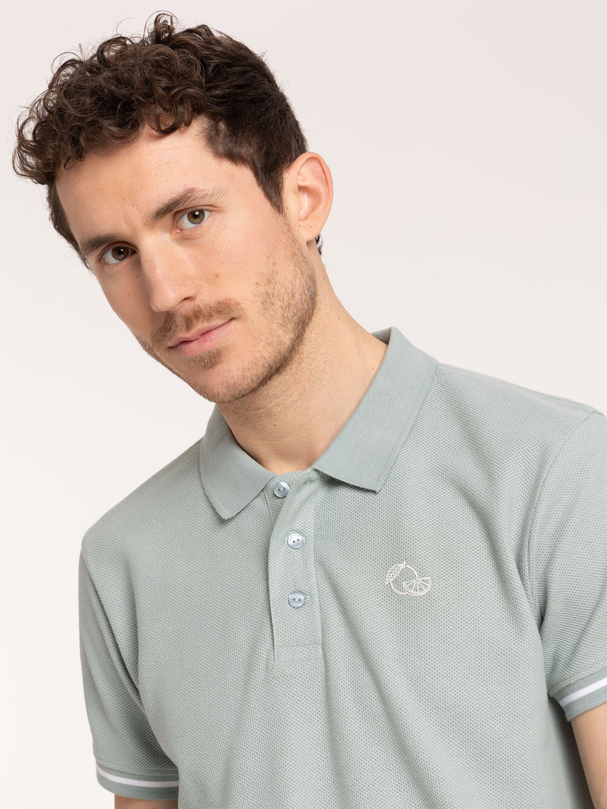 Polo imprimé bleu glacier homme