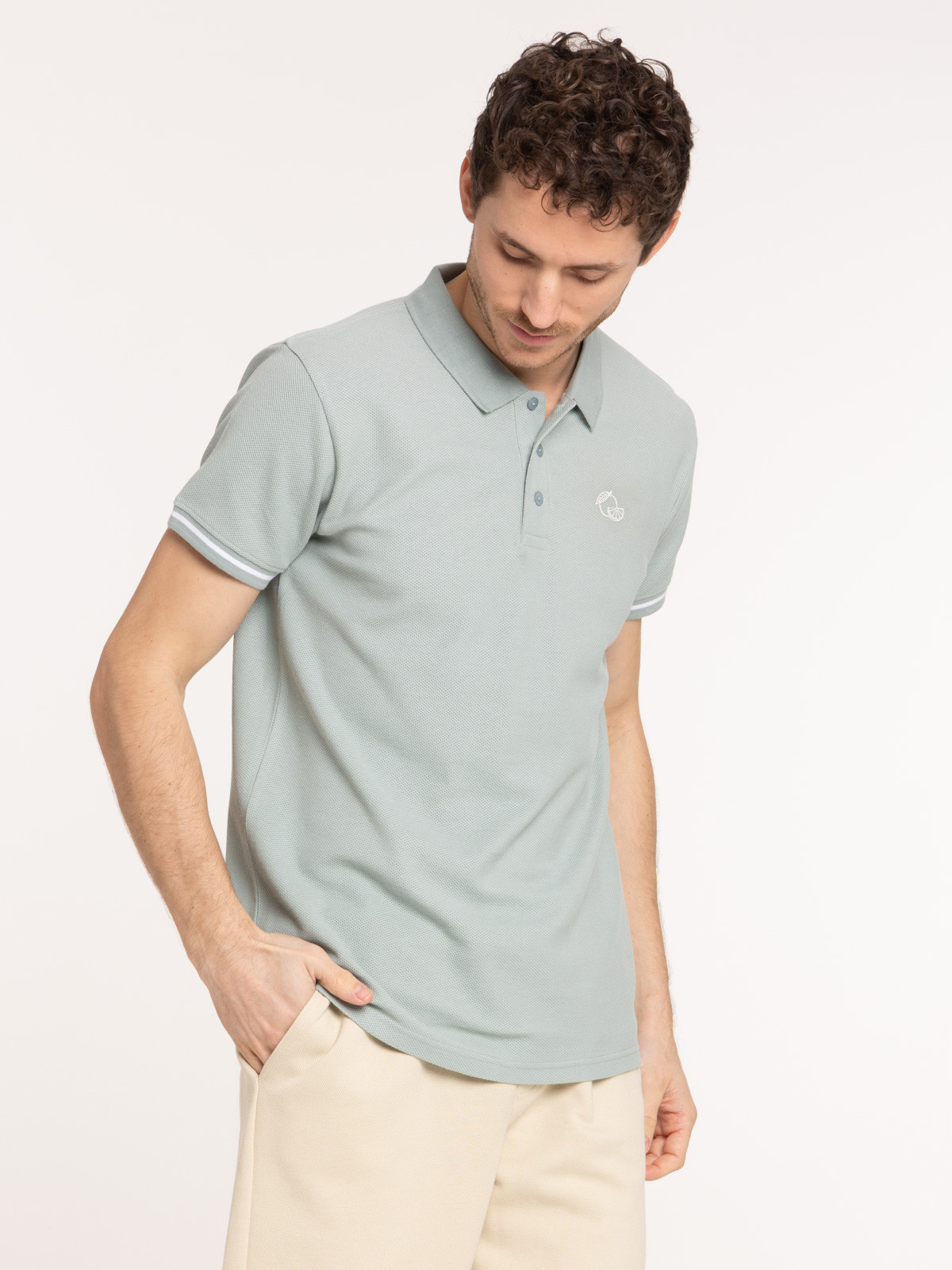 Polo imprimé bleu glacier homme