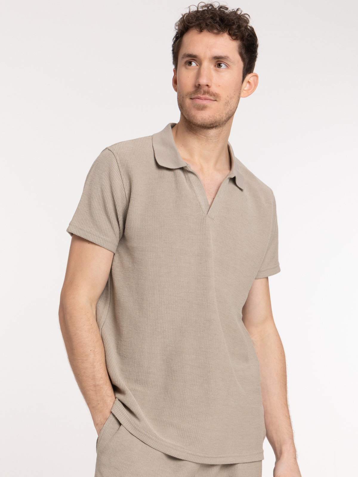 Polo homme taupe grisé