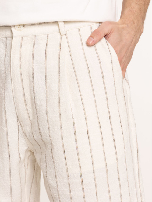 Short ivoire rayé homme