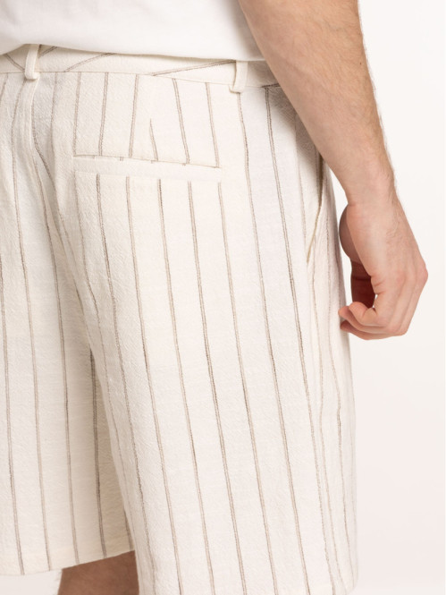 Short ivoire rayé homme