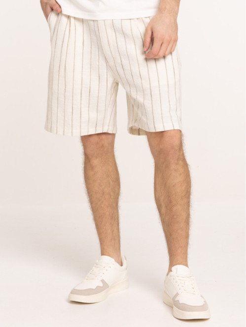 Short ivoire rayé homme