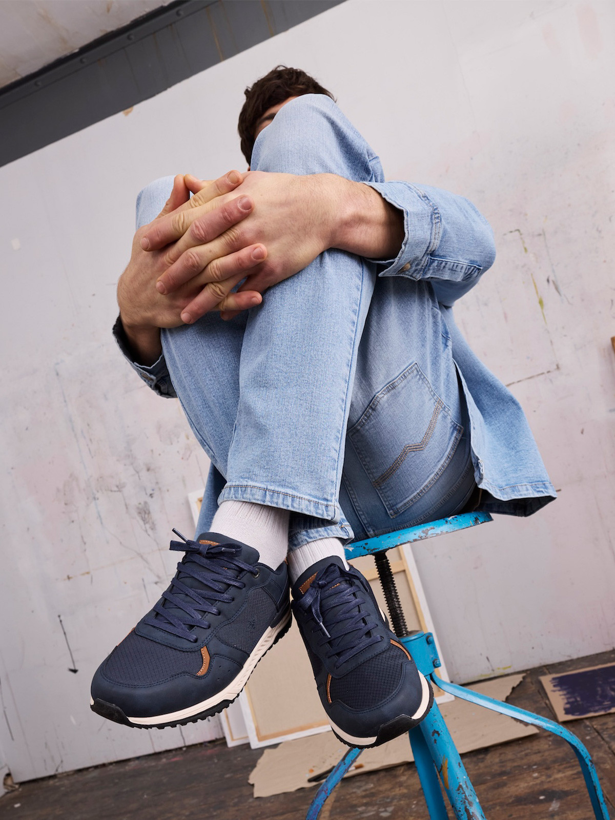 Baskets à lacets homme marine (40-46)