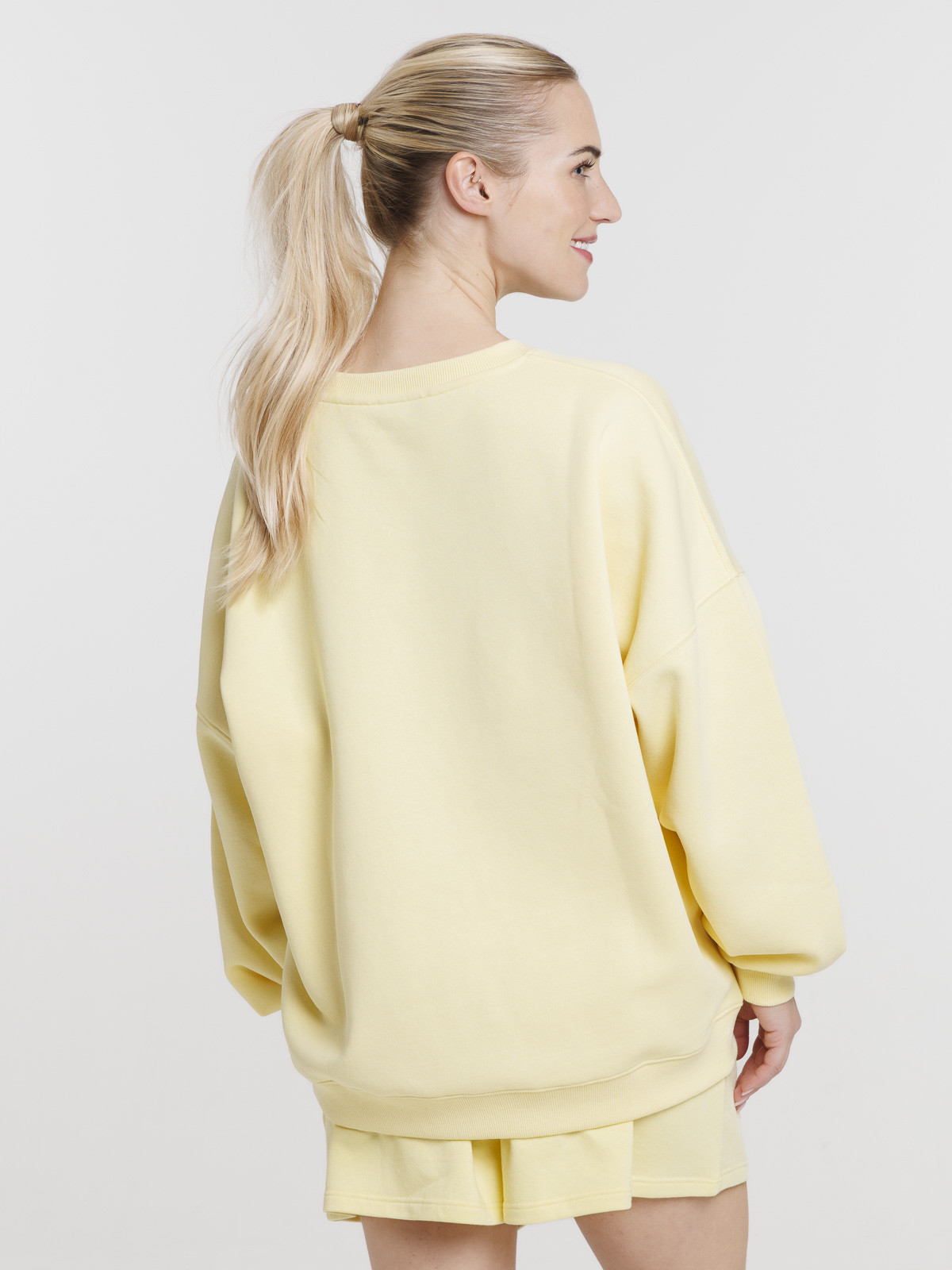 Sweat uni jaune pâle femme