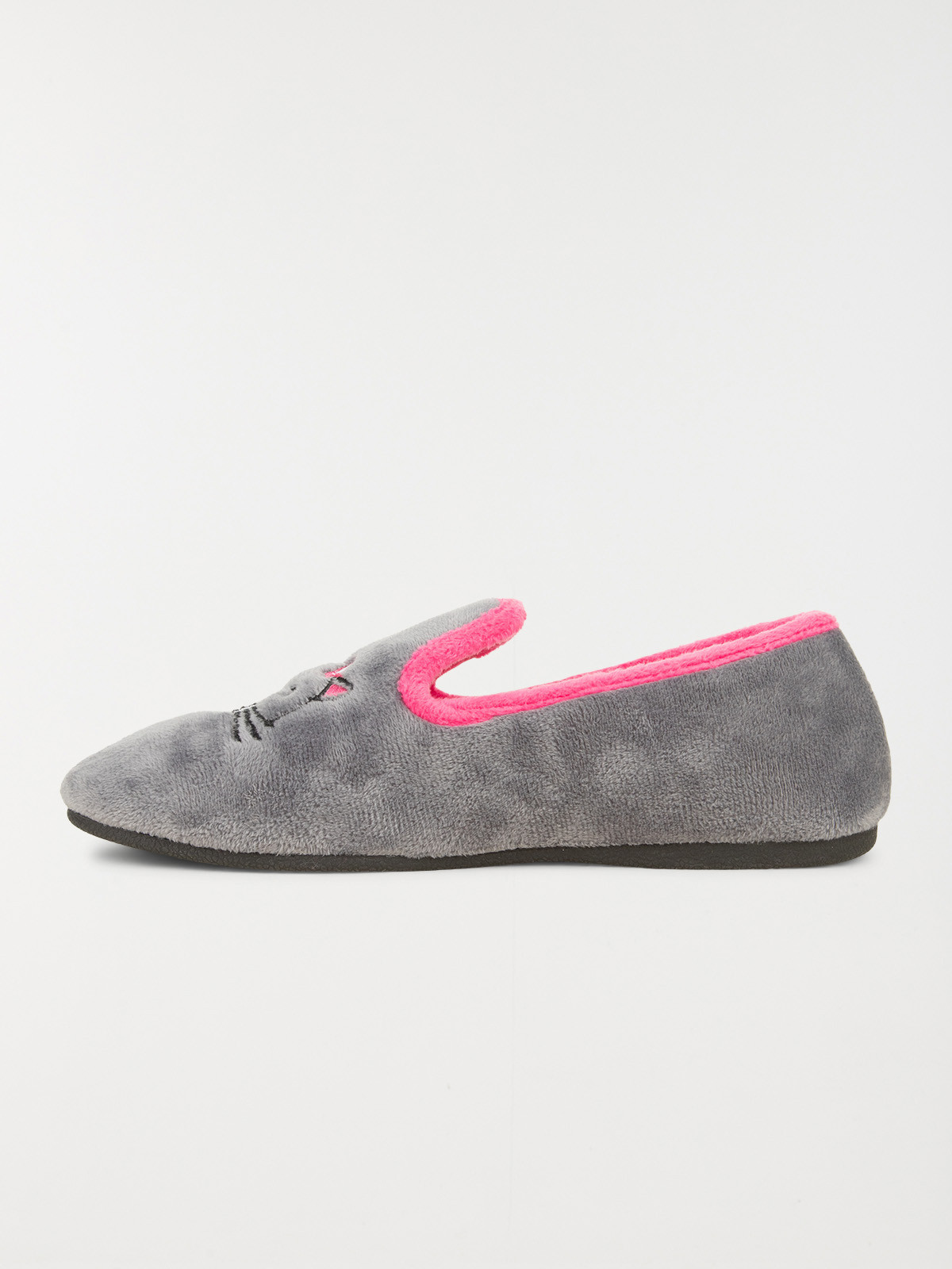 Pantoufle broderie chat gris (36-42) Pantoufle broderie chat gris (36-42)