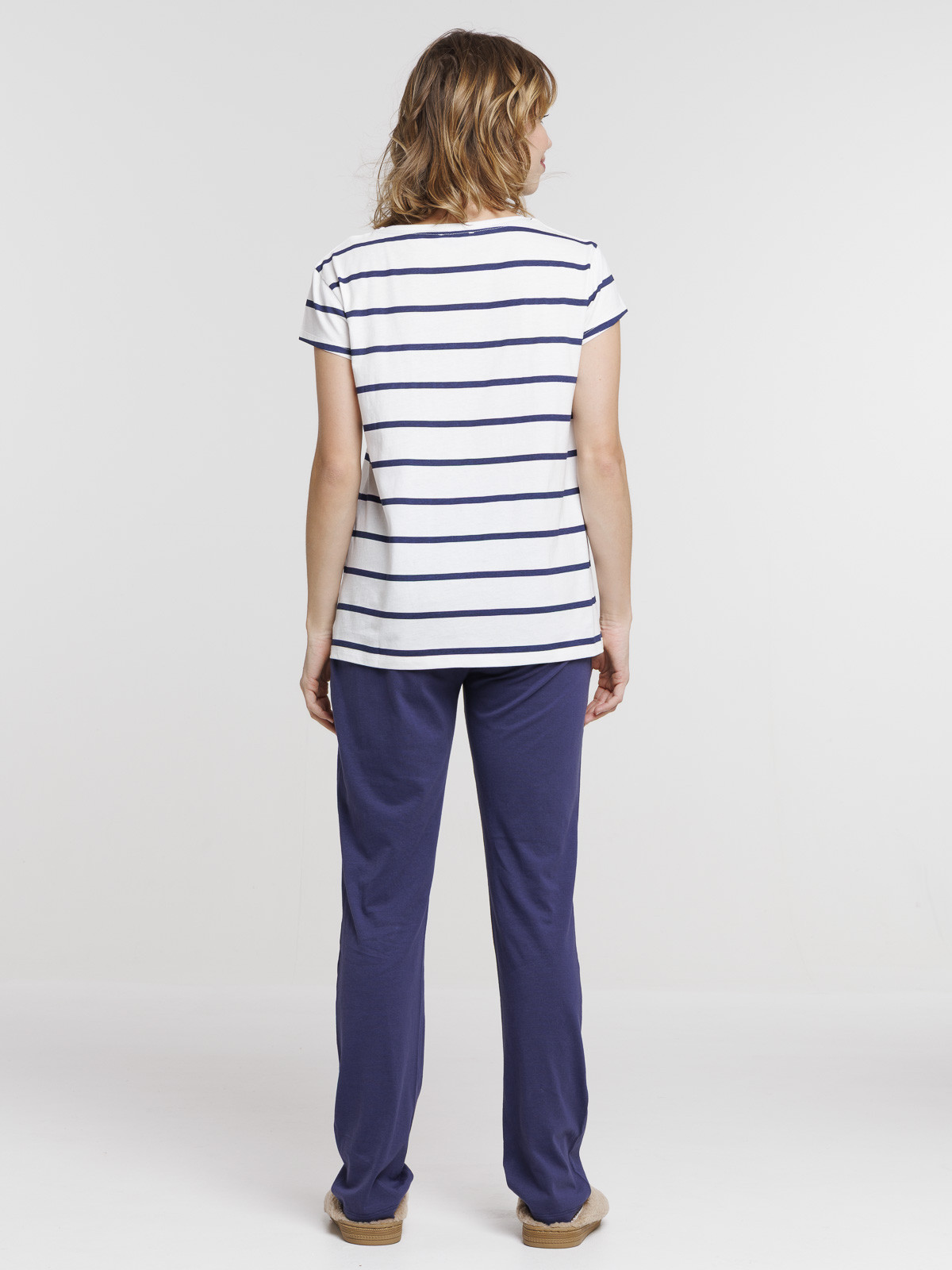 Pyjama rayé et coeur femme