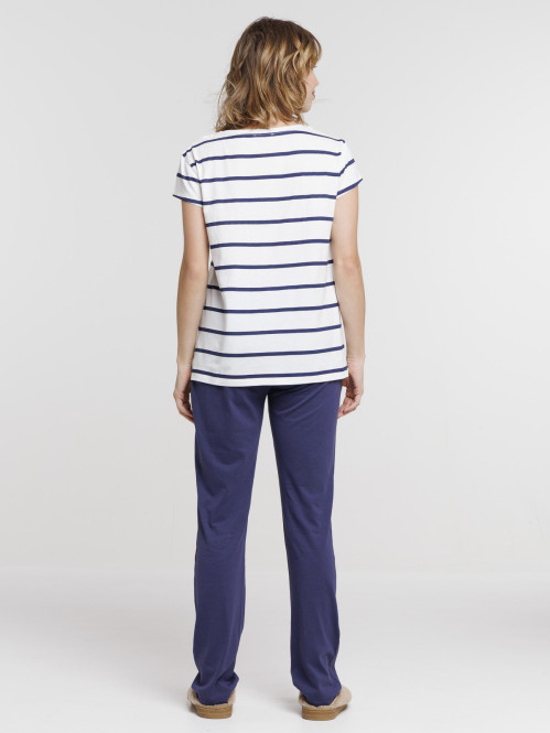 Pyjama rayé et coeur femme