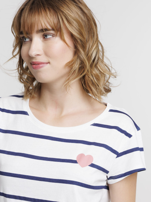 Pyjama rayé et coeur femme