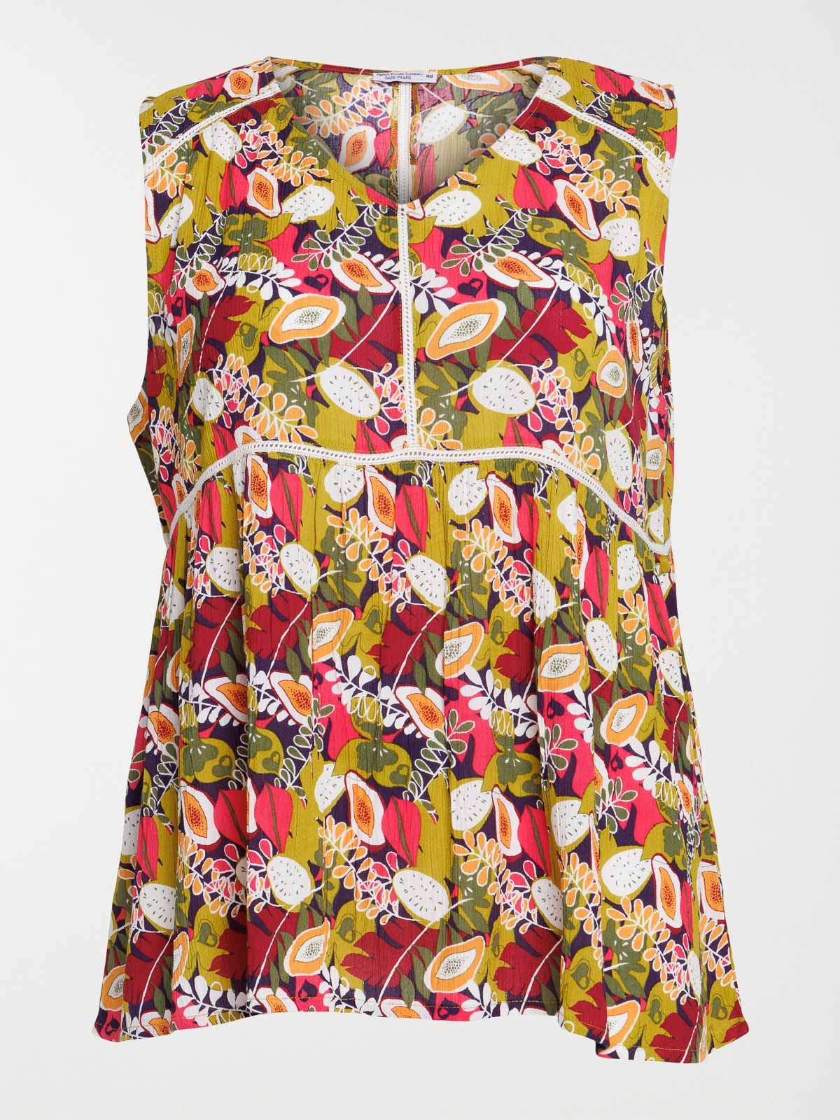 Blouse col V fleuri grande taille femme