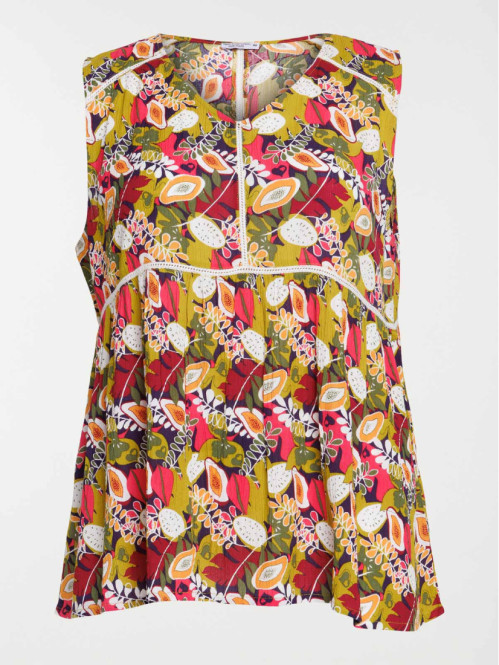 Blouse col V fleuri grande...