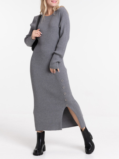 Robe longue anthracite chiné femme