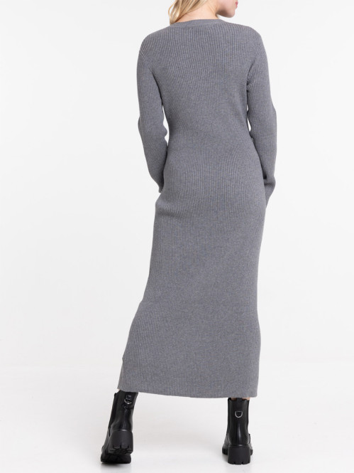 Robe longue anthracite chiné femme