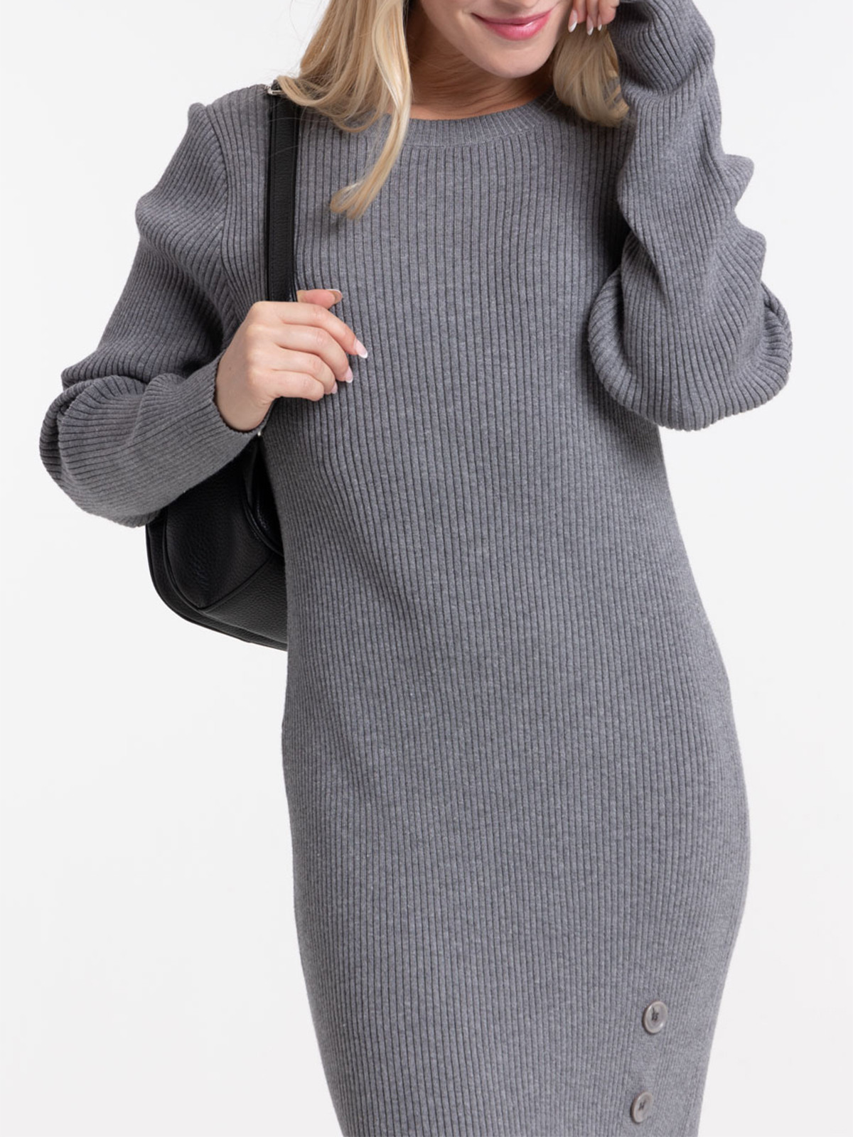 Robe longue anthracite chiné femme