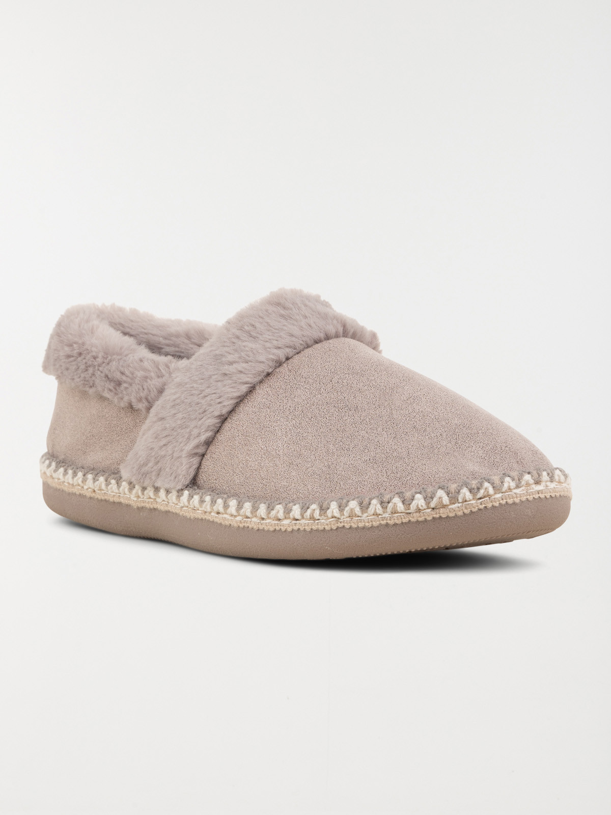 Pantoufle fourrée grise femme (36-41)