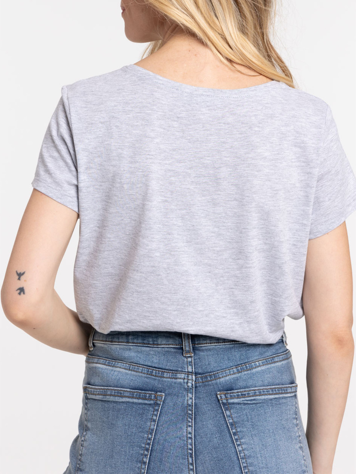 Tee-shirt gris chiné message femme