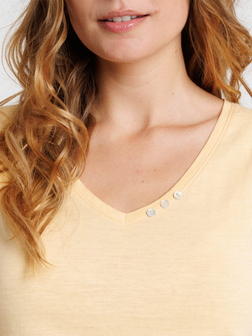 T-shirt femme col V avec...