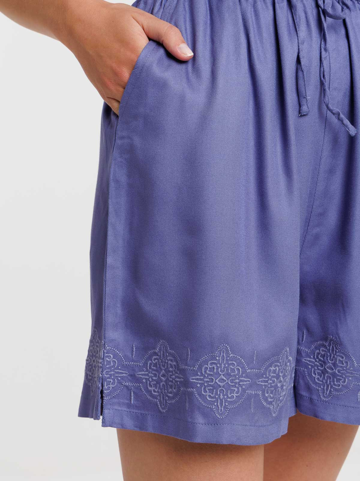 Combishort col V sunset blue femme