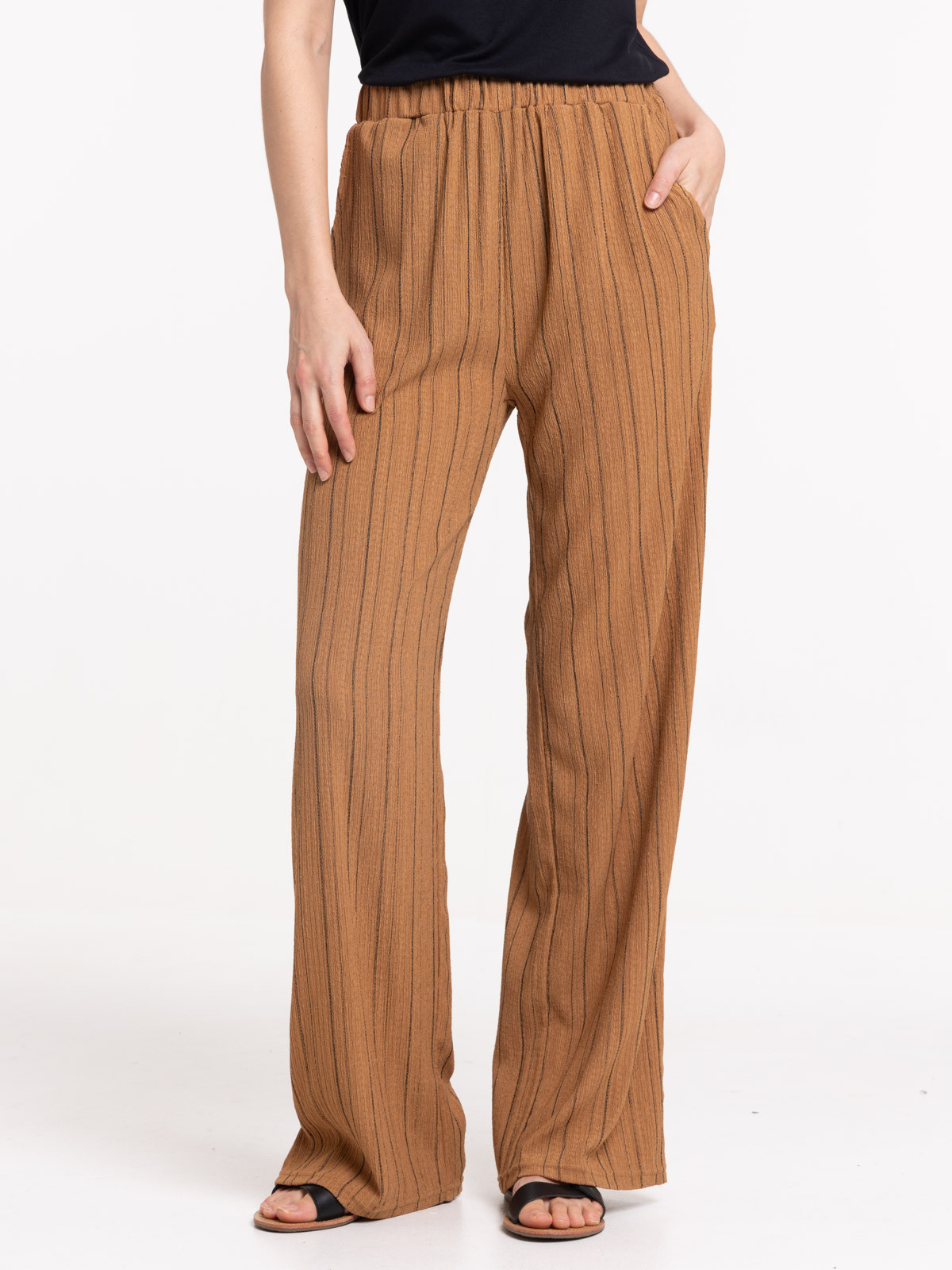Pantalon large rayé femme