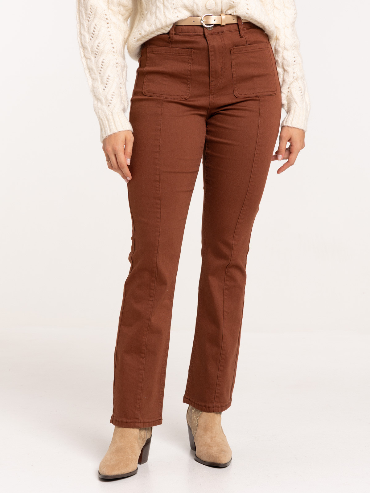 Pantalon flare avec ceinture femme