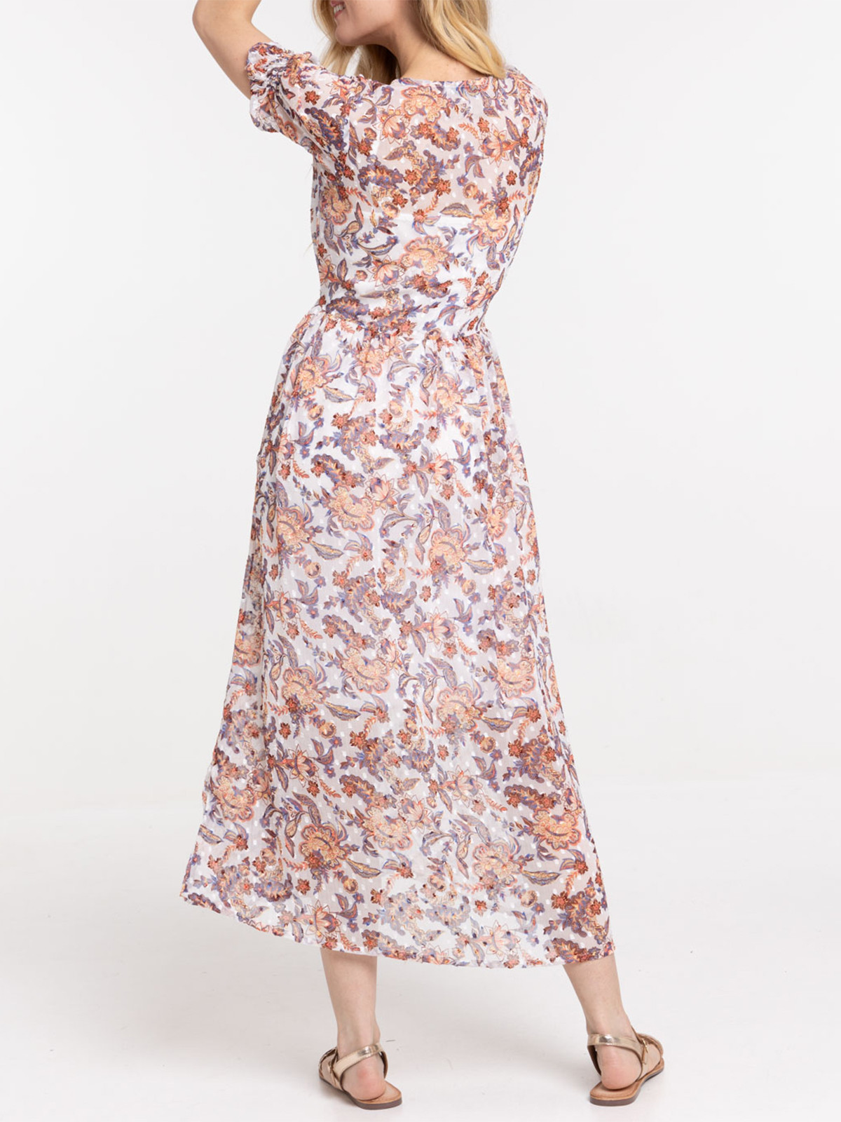 Robe longue imprimée fleurie femme