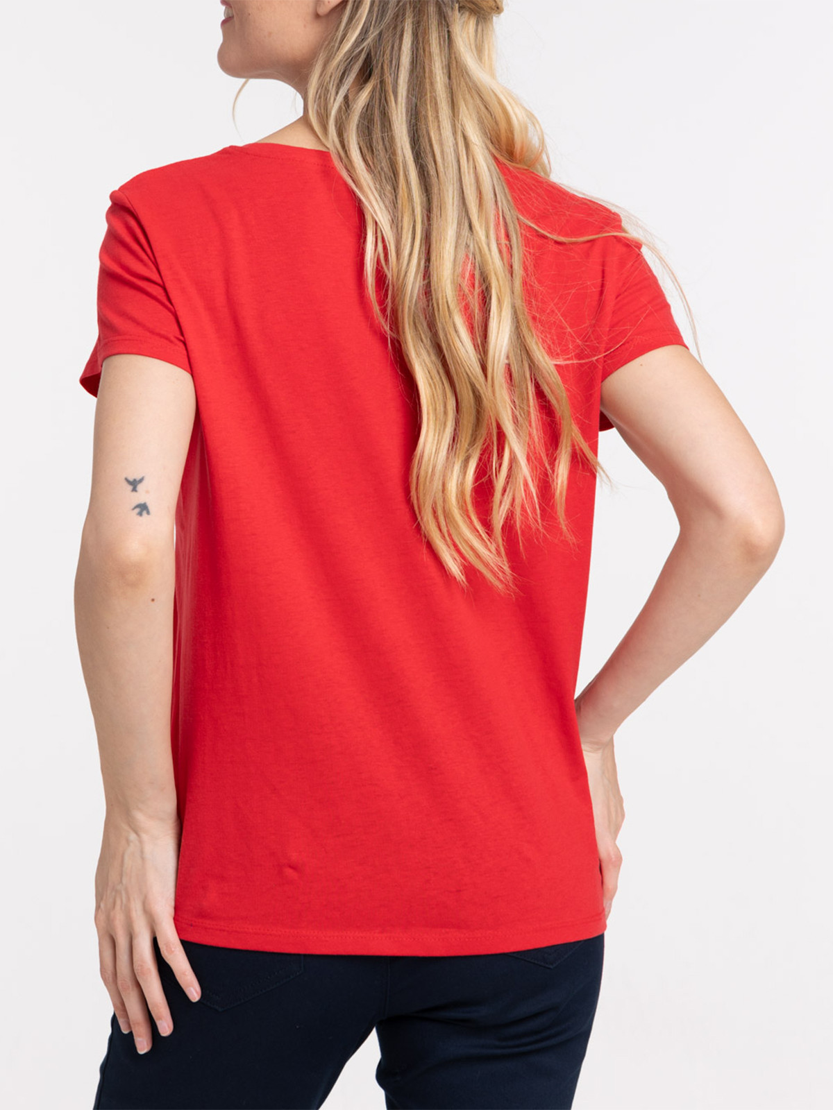 T-shirt rouge kiss message femme