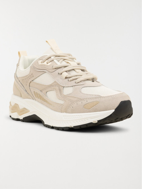 Baskets lacets femme beige...