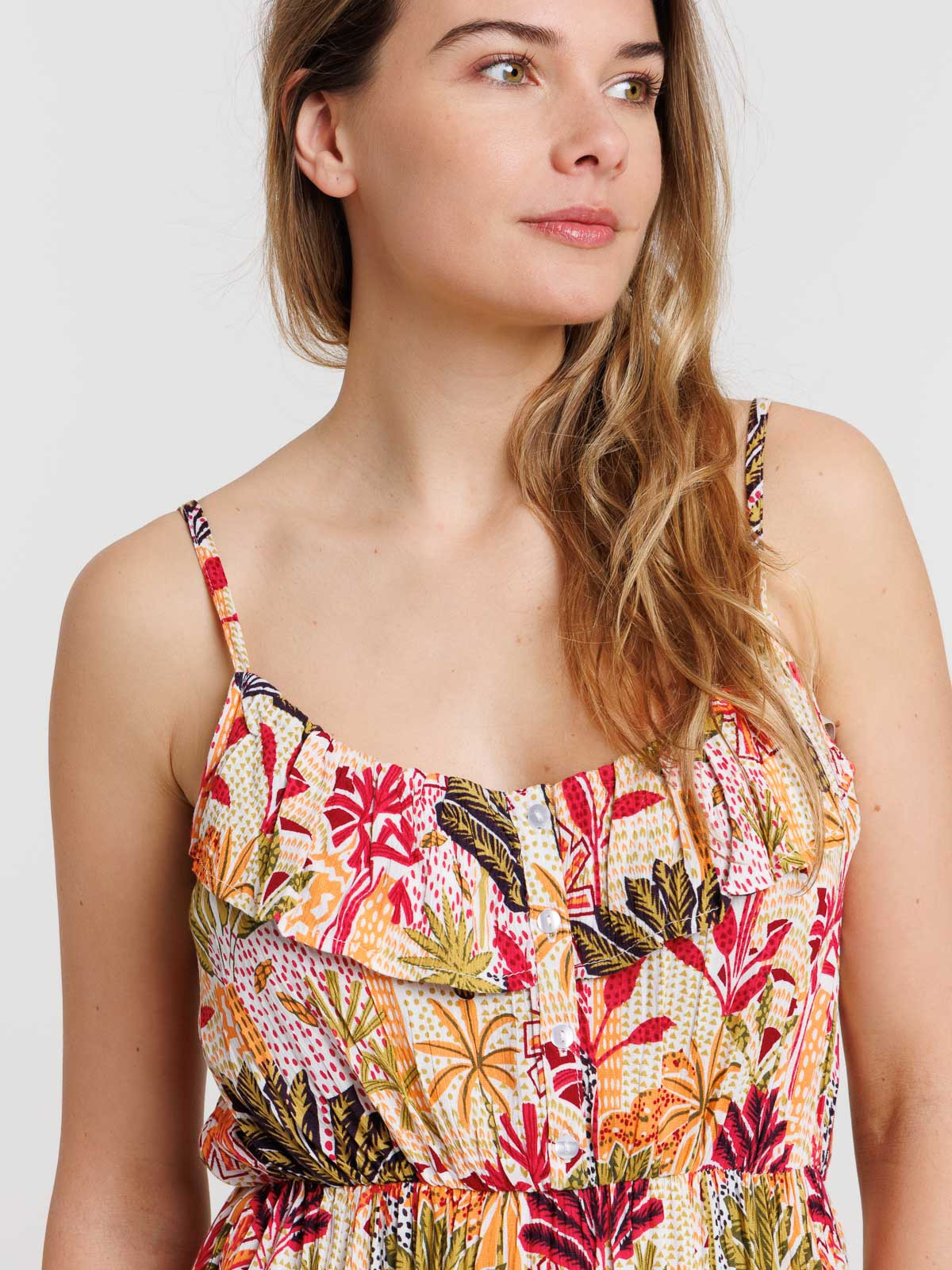 Robe courte femme motif tropical