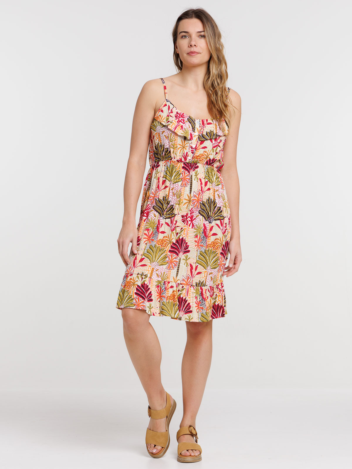 Robe courte femme motif tropical
