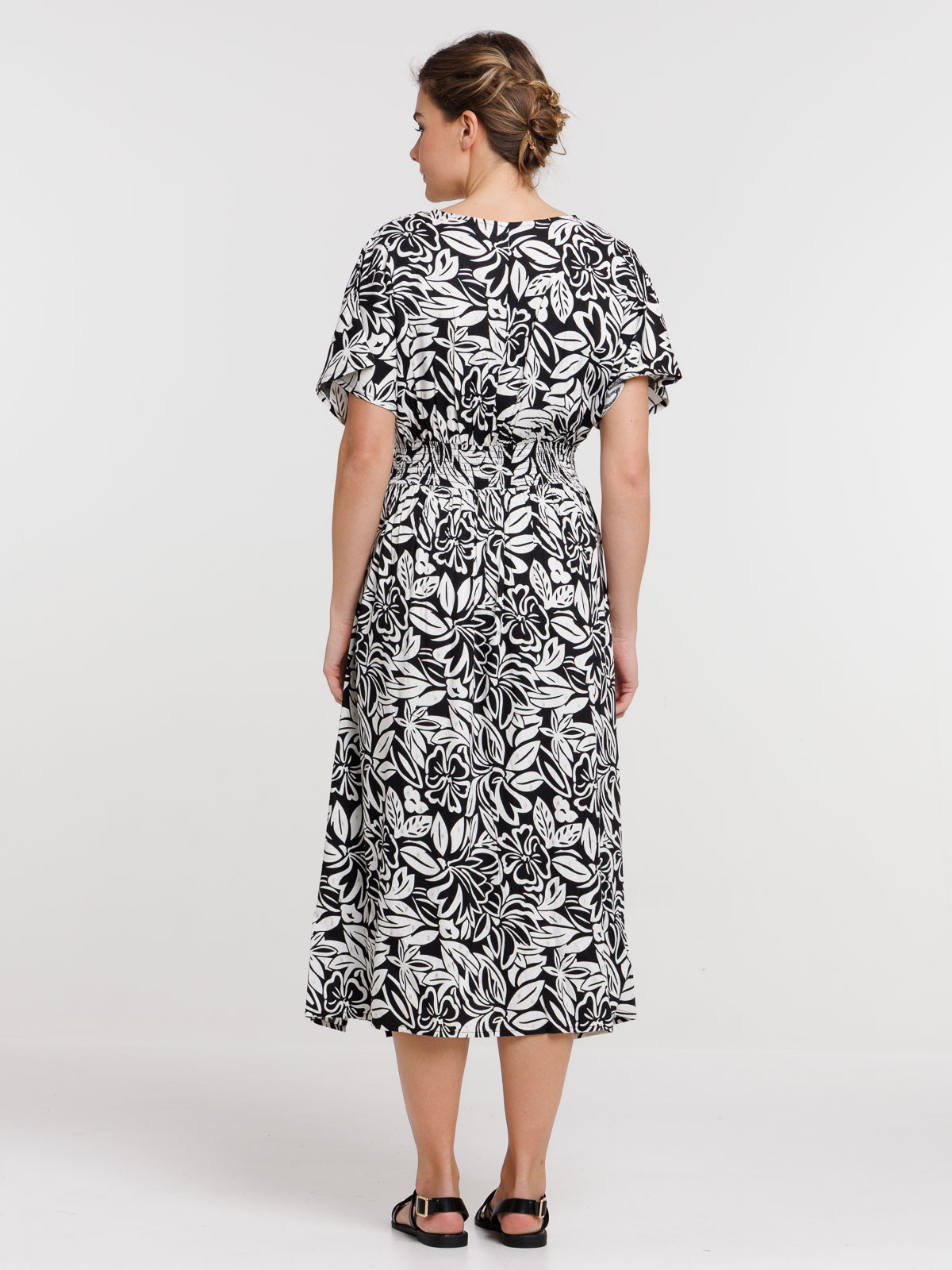 Robe longue motif floral femme