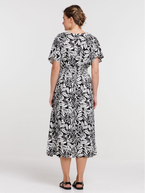 Robe longue motif floral femme