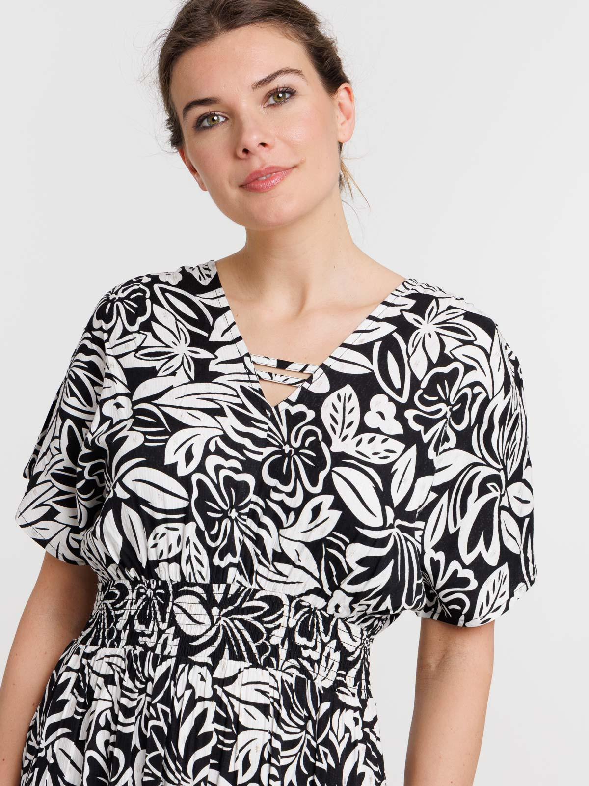 Robe longue motif floral femme