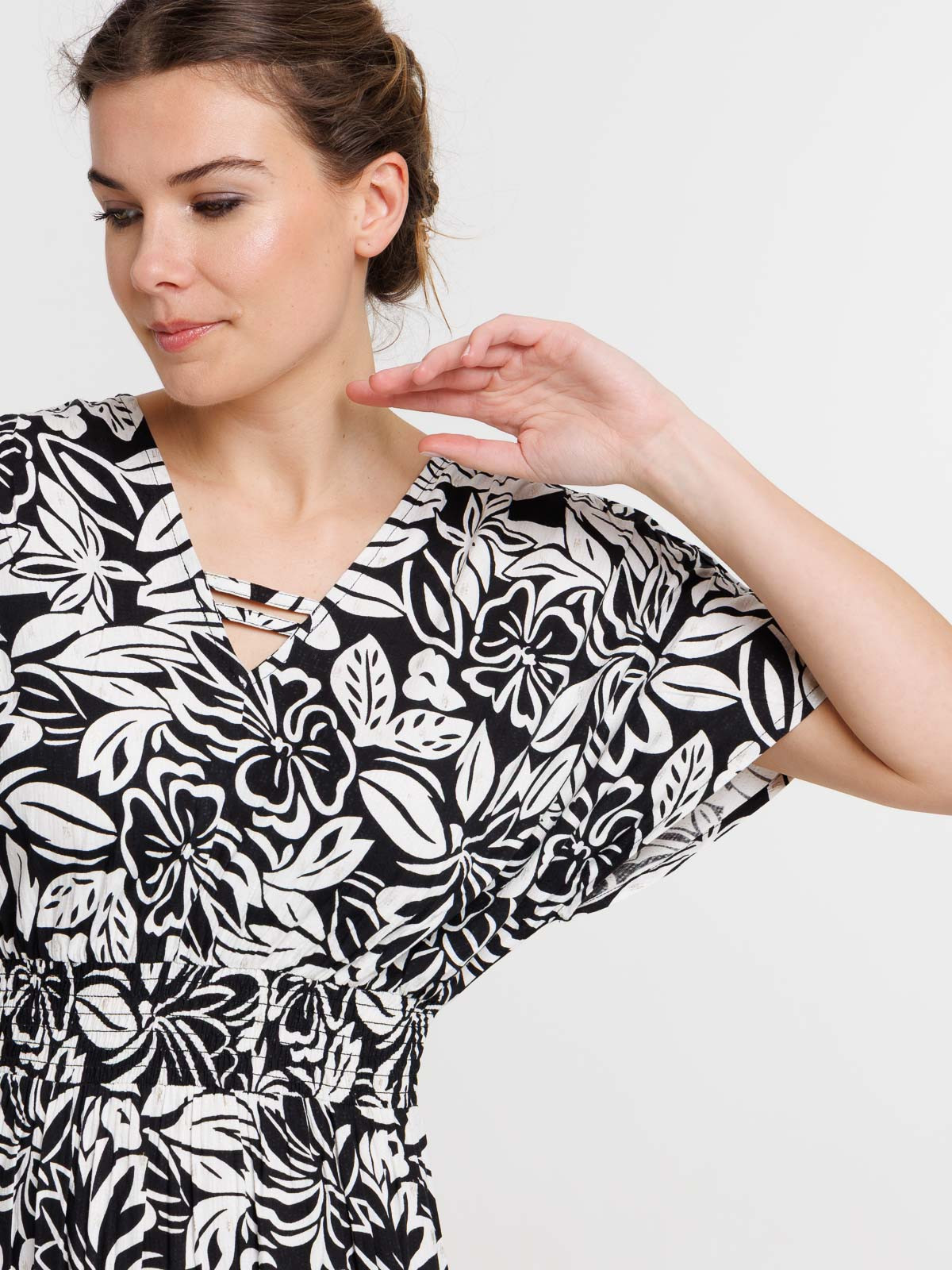 Robe longue motif floral femme