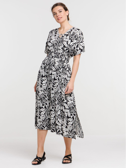 Robe longue motif floral femme