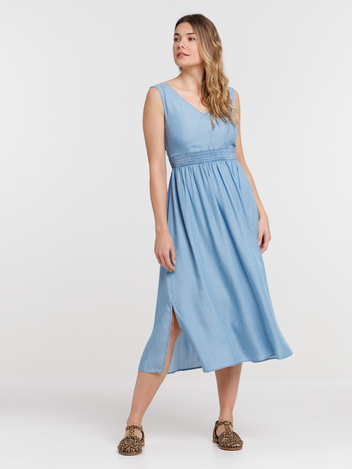 Robe longue bleue pâle femme