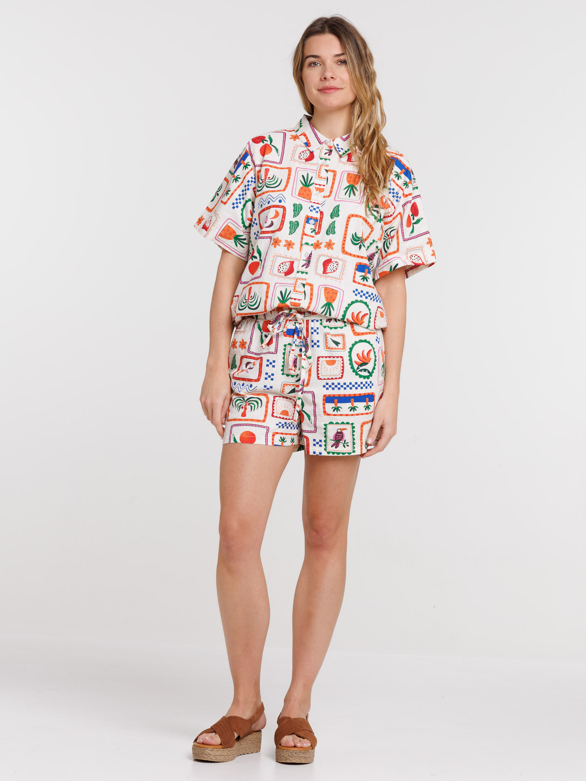 Short imprimé timbre all over femme