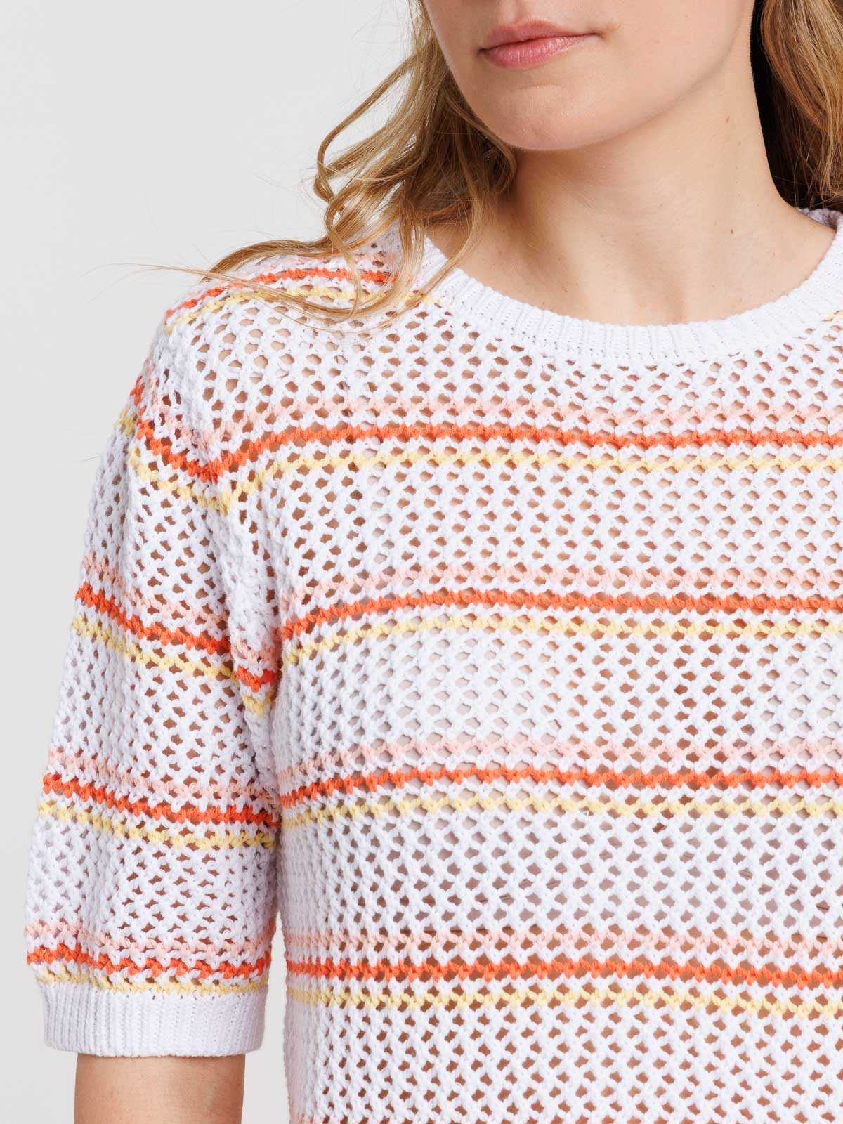 Pull manches courtes rayures femme