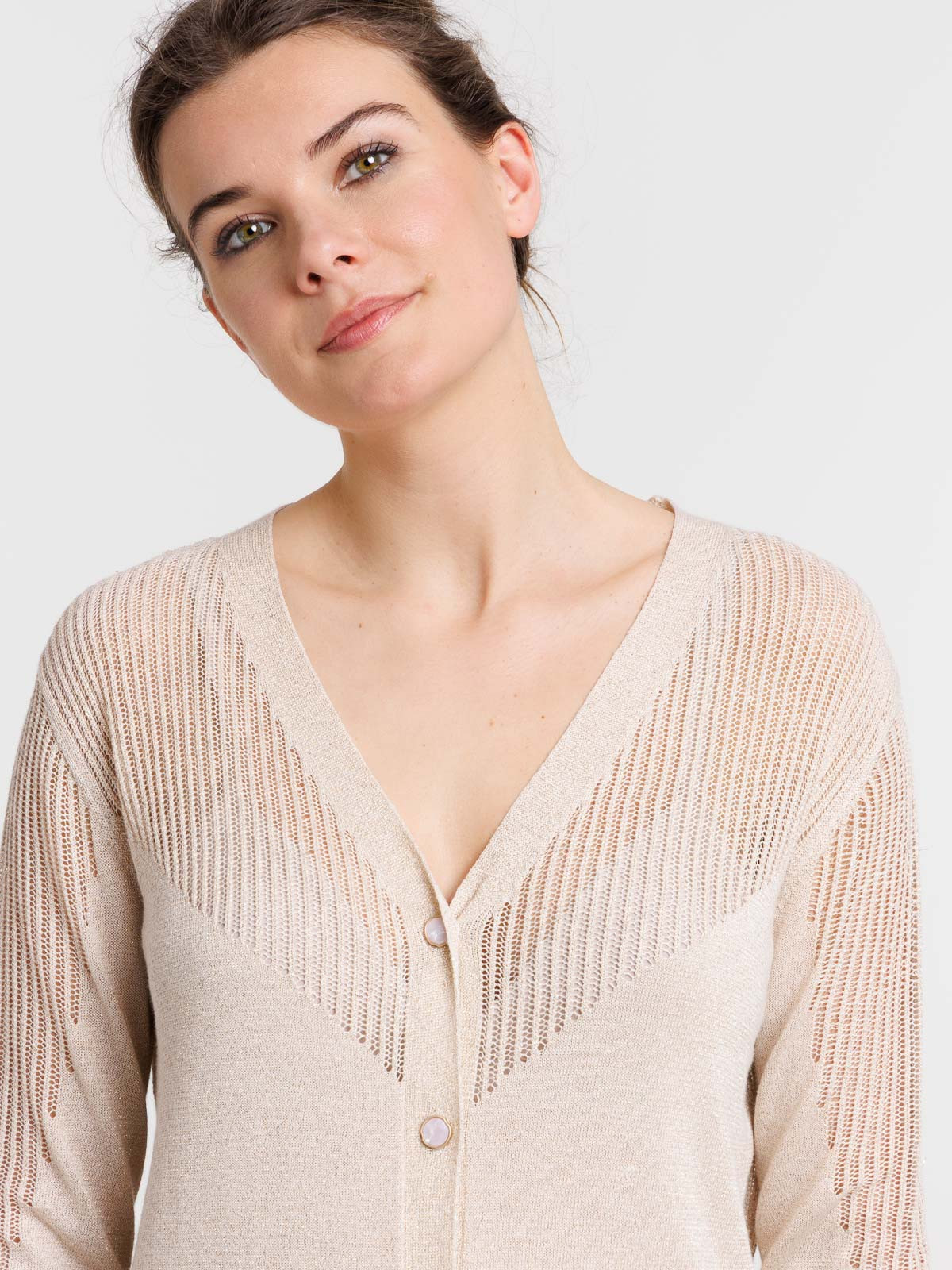 Gilet boutonné brillant femme