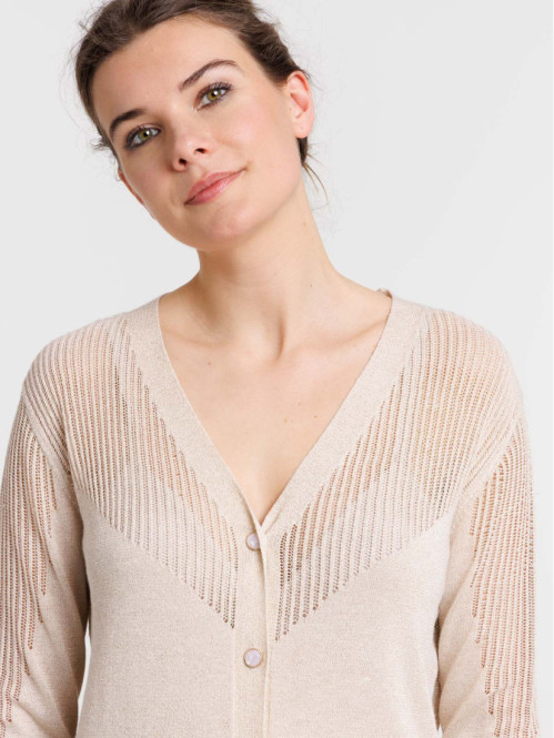 Gilet boutonné brillant femme